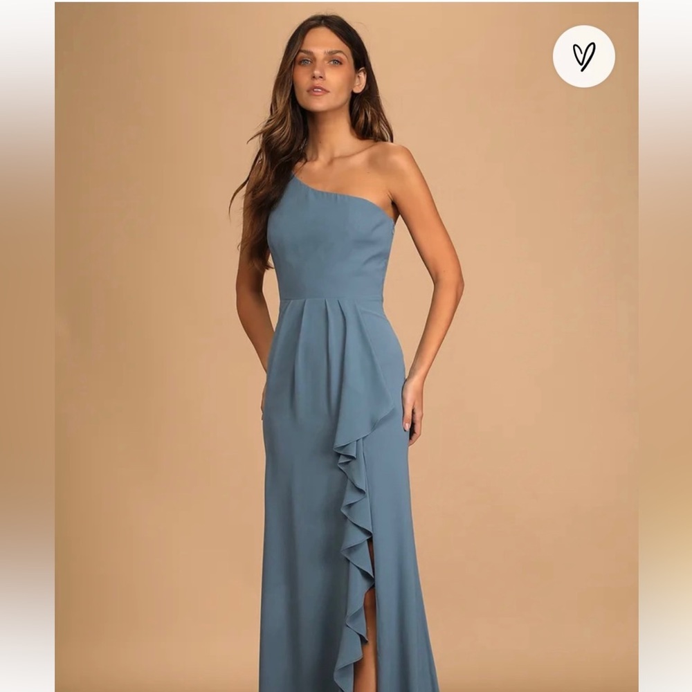 Slate Blue One-Shoulder Dress